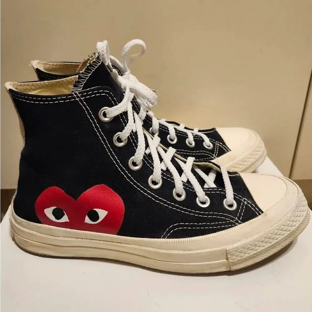 Comme des Garçons PLAY x Converse Chuck 70 Hi Black Heart Sneakers Womens Sz 6